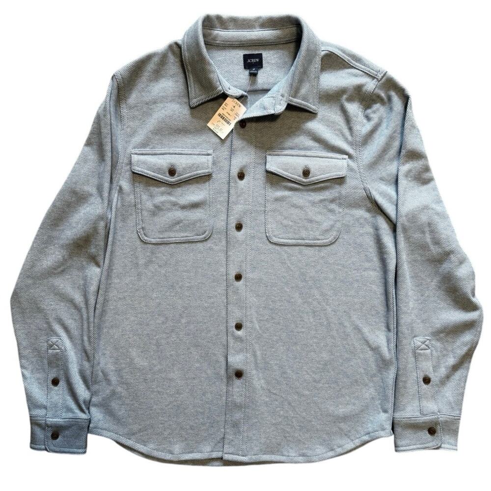 J.Crew Textured Twill Work Shirt Men Medium Blue Grey Herringbone NWT $120 CA914